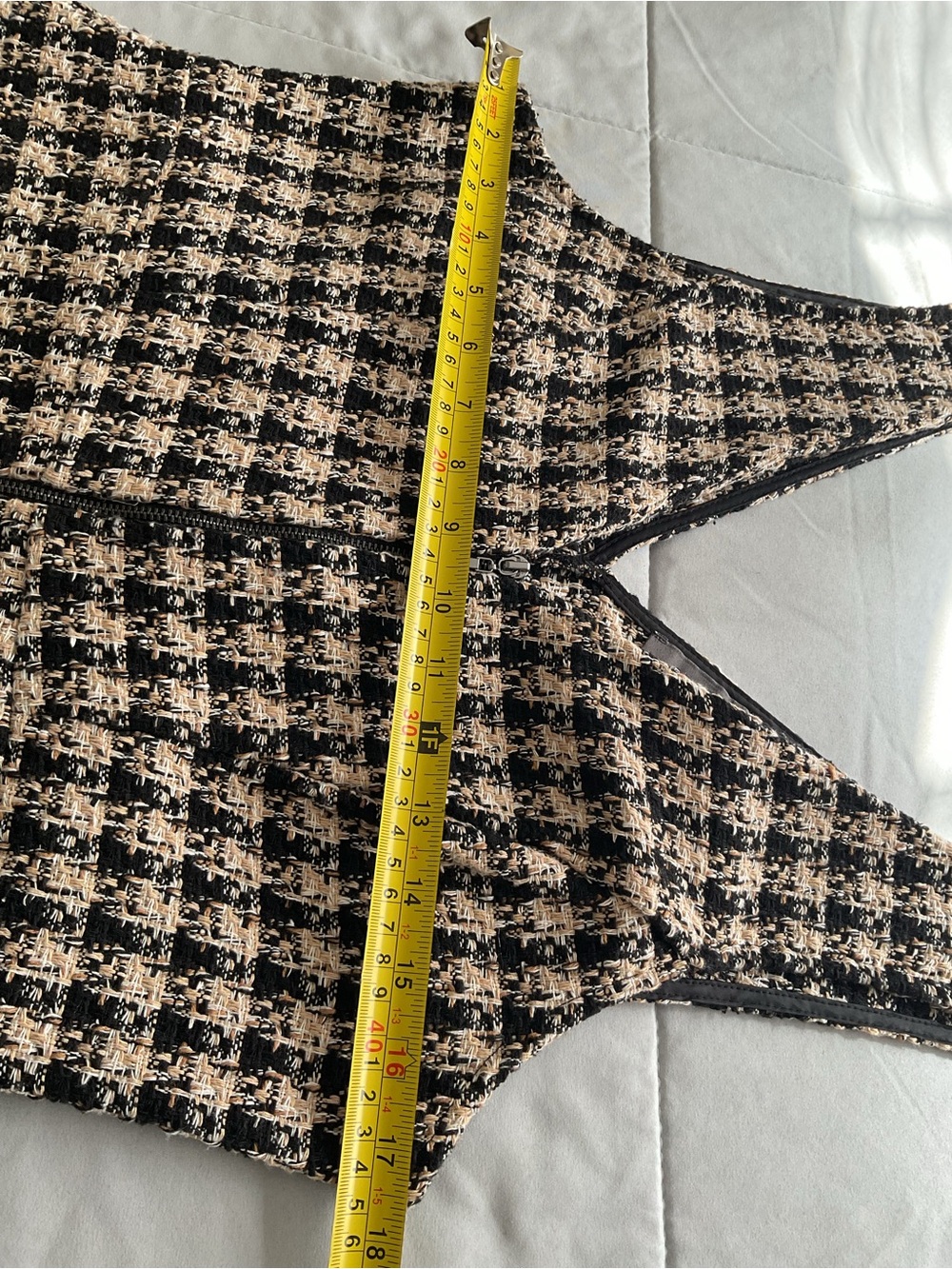 Primark Tweed Pinafore Mini Dress Black Beige Women’s Size 8 - Picture 13 of 14